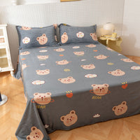 HKM-095955 Printed Polyester Bed Sheet with Cute Animal and Geometric Designs
