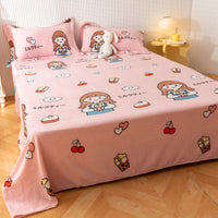 HKM-095955 Printed Polyester Bed Sheet with Cute Animal and Geometric Designs