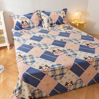 HKM-095955 Printed Polyester Bed Sheet with Cute Animal and Geometric Designs