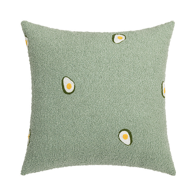 HKM-096083 Rabbit Fur and Teddy Avocado Decorative Pillow Case, Polyester Filling, 45x45cm Without Core