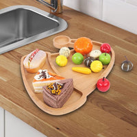 HKM-096083 Wooden Serving Tray for Christmas - Farmhouse Style Decorative Platter for Holiday Entertaining and Gifts