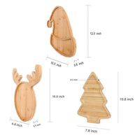 HKM-096083 Wooden Serving Tray for Christmas - Farmhouse Style Decorative Platter for Holiday Entertaining and Gifts