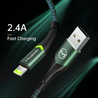 HKM-096339 LED Indicator Data Cable for iPhone - 8PIN Connector, 1.2m & 1.8m Lengths, Aluminum Alloy Construction