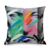 HKM-096339 Watercolor Imitation Hemp Cushion Cover - 45x45CM Linen Pillowcase for Bedside Backrest