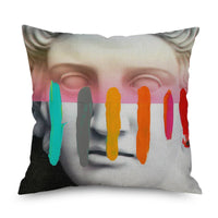 HKM-096339 Watercolor Imitation Hemp Cushion Cover - 45x45CM Linen Pillowcase for Bedside Backrest