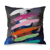 HKM-096339 Watercolor Imitation Hemp Cushion Cover - 45x45CM Linen Pillowcase for Bedside Backrest