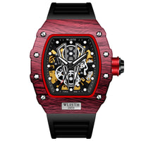 HKM-096467 Men's Automatic Mechanical Watch with Luminous Display and 30M Water Resistance – Black and Red Options