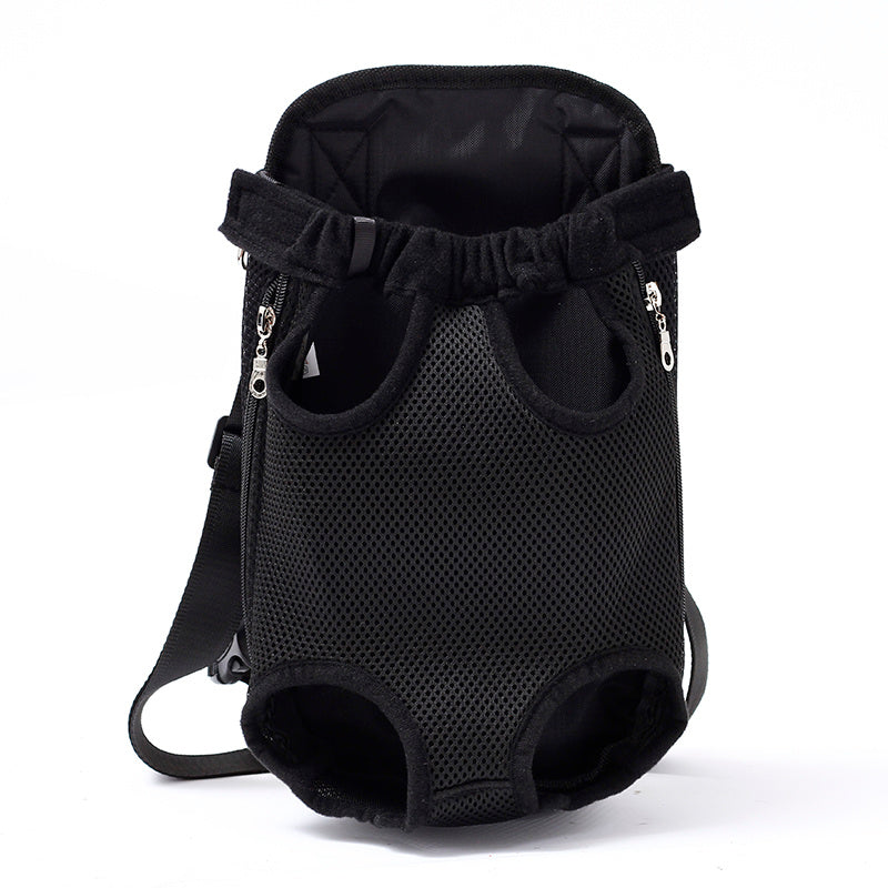 HKM-096467 Portable Chest and Shoulder Pet Carrier Bag - Breathable Travel Design with Adjustable Straps and Internal Leash Attachment