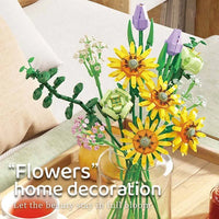 HKM-096531 Floral Building Block Toys - Sunflower 3D Flower DIY Assembly Set for Ages 8 and Up