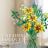 HKM-096531 Floral Building Block Toys - Sunflower 3D Flower DIY Assembly Set for Ages 8 and Up