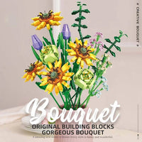 HKM-096531 Floral Building Block Toys - Sunflower 3D Flower DIY Assembly Set for Ages 8 and Up