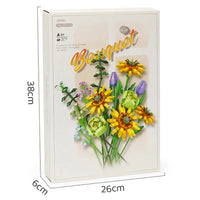 HKM-096531 Floral Building Block Toys - Sunflower 3D Flower DIY Assembly Set for Ages 8 and Up