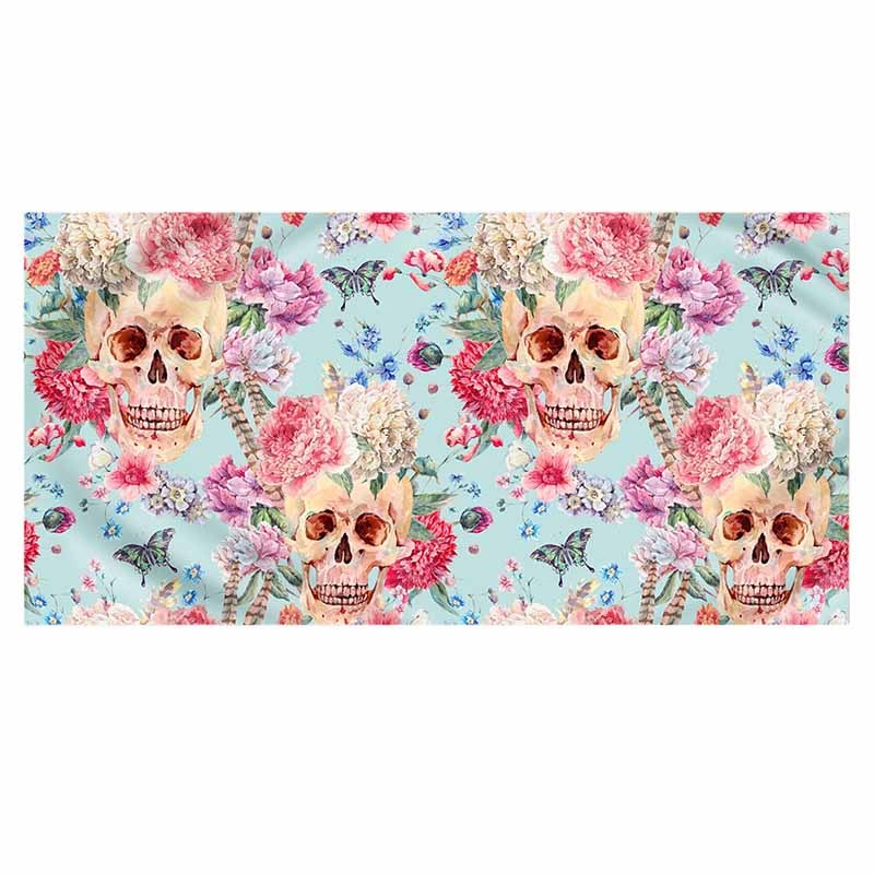 KTX-096531 Skull Printed Microfiber Beach Towel - Two Sizes Available