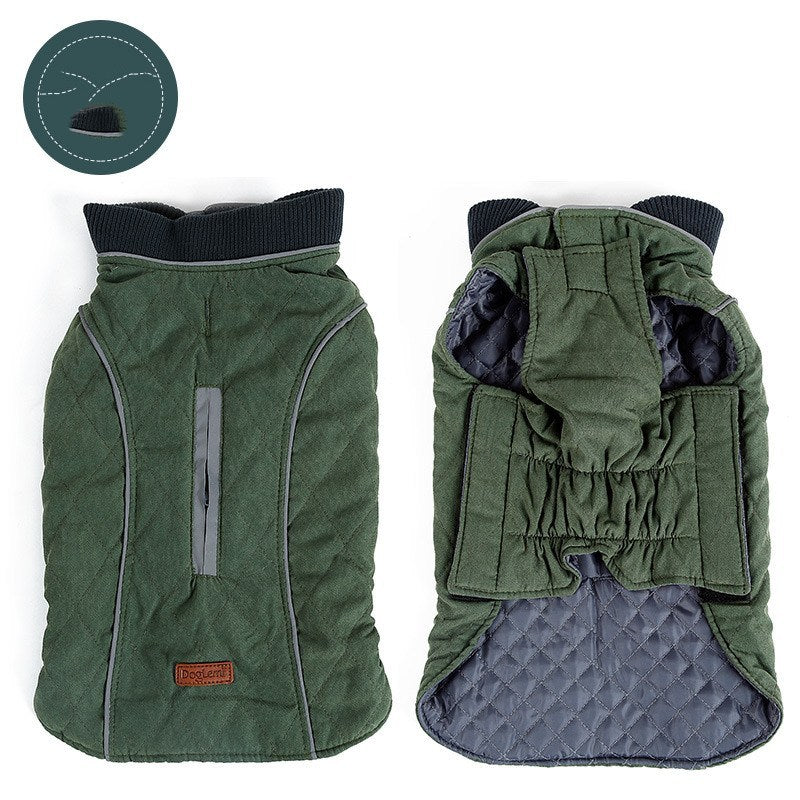 HKM-096595 Waterproof Reflective Pet Coat for Dogs - Autumn/Winter Warmth in Snowflake and Plaid Designs