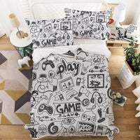 HKM-096787 3D Game Controller Digital Printing Bedding Set - Polyester Duvet Cover with Pillowcases