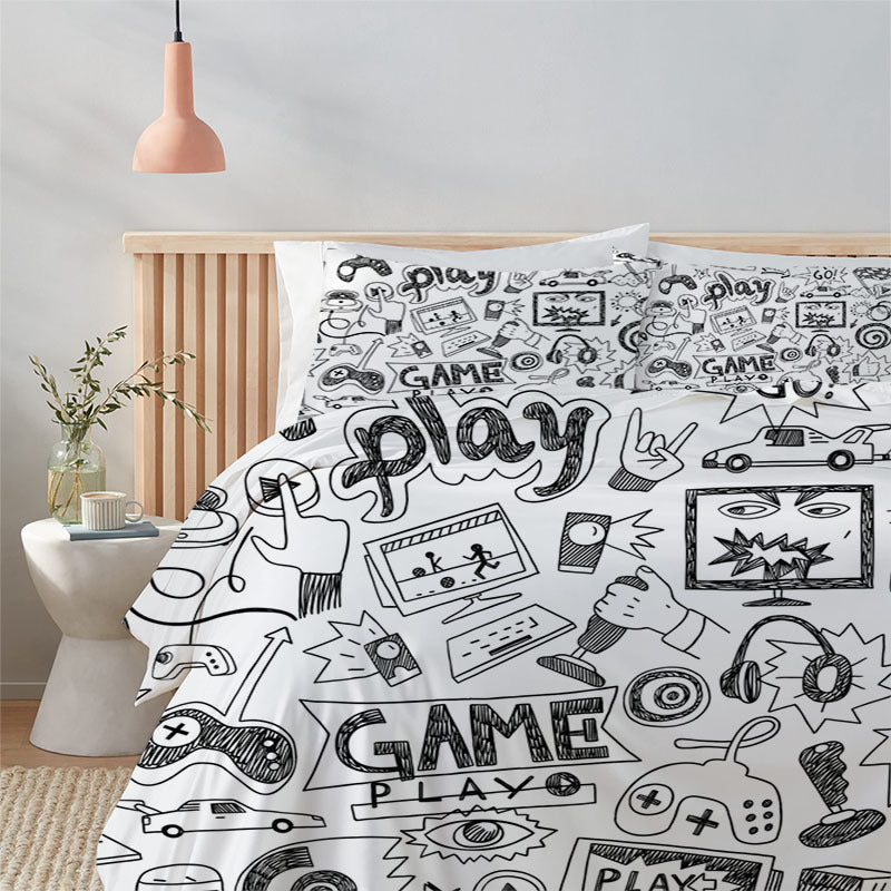 HKM-096787 3D Game Controller Digital Printing Bedding Set - Polyester Duvet Cover with Pillowcases