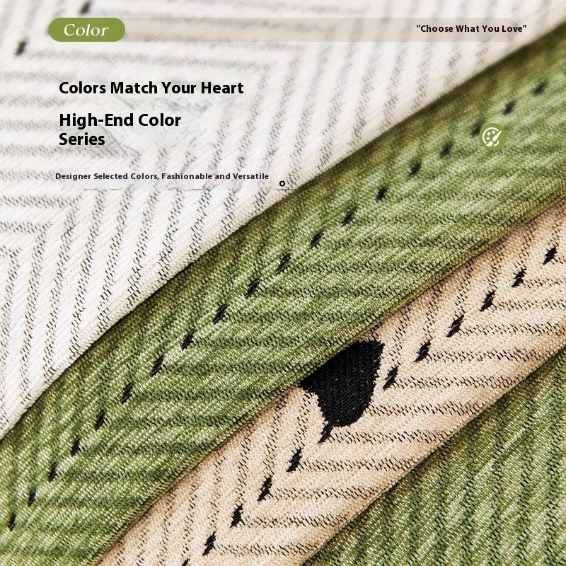 HKM-096851 Chenille Solid Color Sofa Cushion - Stylish Dust Cover in Matcha Green, Khaki, and Creamy White