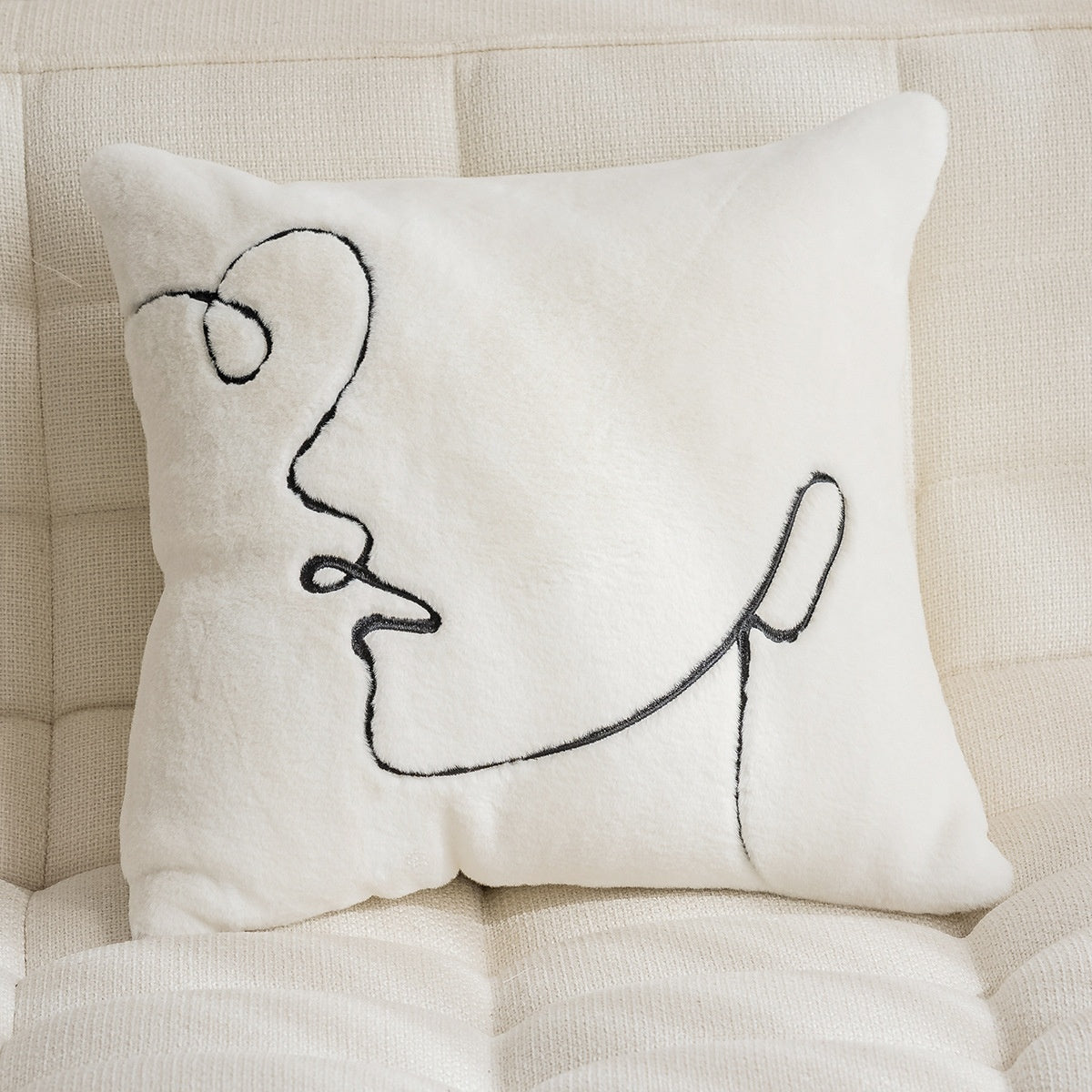 HKM-096915 Modern Geometric Cartoon Print Pillow - Lightning Cat & Fat Cat Design, 45x45cm