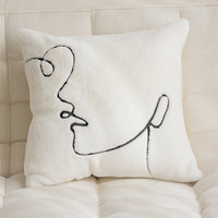 HKM-096915 Modern Geometric Cartoon Print Pillow - Lightning Cat & Fat Cat Design, 45x45cm