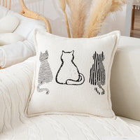 HKM-096915 Modern Geometric Cartoon Print Pillow - Lightning Cat & Fat Cat Design, 45x45cm