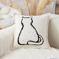 HKM-096915 Modern Geometric Cartoon Print Pillow - Lightning Cat & Fat Cat Design, 45x45cm
