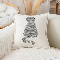HKM-096915 Modern Geometric Cartoon Print Pillow - Lightning Cat & Fat Cat Design, 45x45cm