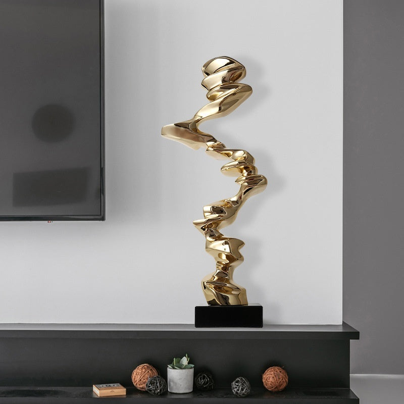 HKM-097043 Minimalist Abstract Decorative Ornament in Gold, Silver, and Phantom Blue