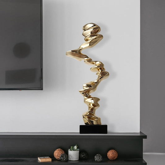 HKM-097043 Minimalist Abstract Decorative Ornament in Gold, Silver, and Phantom Blue