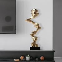HKM-097043 Minimalist Abstract Decorative Ornament in Gold, Silver, and Phantom Blue
