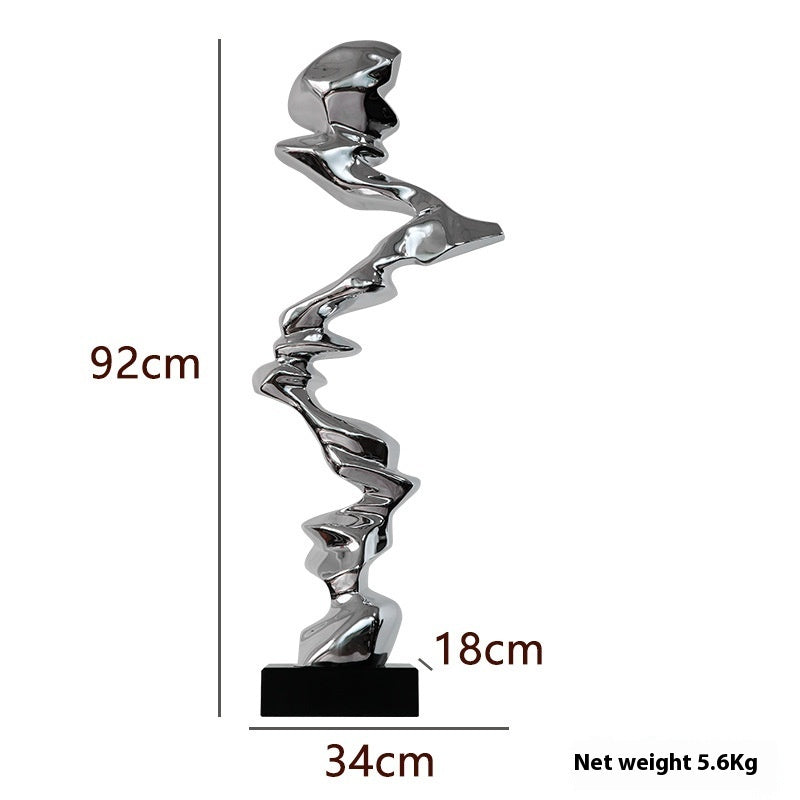 HKM-097043 Minimalist Abstract Decorative Ornament in Gold, Silver, and Phantom Blue