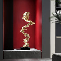 HKM-097043 Minimalist Abstract Decorative Ornament in Gold, Silver, and Phantom Blue