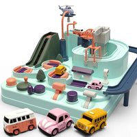 HKM-097107 Big Adventure Fun Track Car Toy Set for Kids - Educational Slot Rail Vehicle Parking Lot