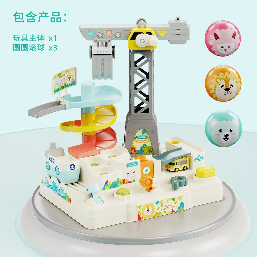 HKM-097107 Big Adventure Fun Track Car Toy Set for Kids - Educational Slot Rail Vehicle Parking Lot