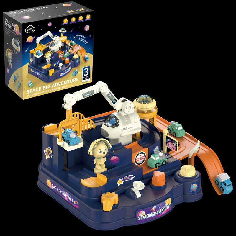 HKM-097107 Big Adventure Fun Track Car Toy Set for Kids - Educational Slot Rail Vehicle Parking Lot