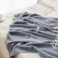 HKM-097107 Geometric Woven Jacquard Fringe Blanket - Wool and Cashmere Blend, Multiple Colors Available, 130x170cm