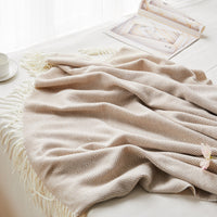 HKM-097107 Geometric Woven Jacquard Fringe Blanket - Wool and Cashmere Blend, Multiple Colors Available, 130x170cm