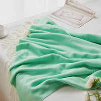HKM-097107 Geometric Woven Jacquard Fringe Blanket - Wool and Cashmere Blend, Multiple Colors Available, 130x170cm