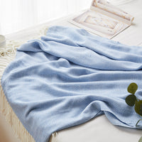 HKM-097107 Geometric Woven Jacquard Fringe Blanket - Wool and Cashmere Blend, Multiple Colors Available, 130x170cm