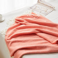 HKM-097107 Geometric Woven Jacquard Fringe Blanket - Wool and Cashmere Blend, Multiple Colors Available, 130x170cm