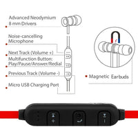 HKM-097299 Wireless In-Ear Stereo Headphones for Sports - Sweat-proof Design, 5 Hours Playtime, IPX4 Waterproof, Red Color