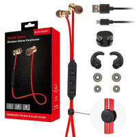 HKM-097299 Wireless In-Ear Stereo Headphones for Sports - Sweat-proof Design, 5 Hours Playtime, IPX4 Waterproof, Red Color