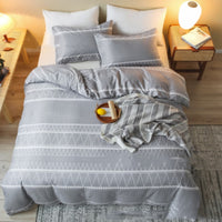 HKM-097427 Geometric Floral Quilt Cover and Pillowcase Set - Multiple Sizes Available