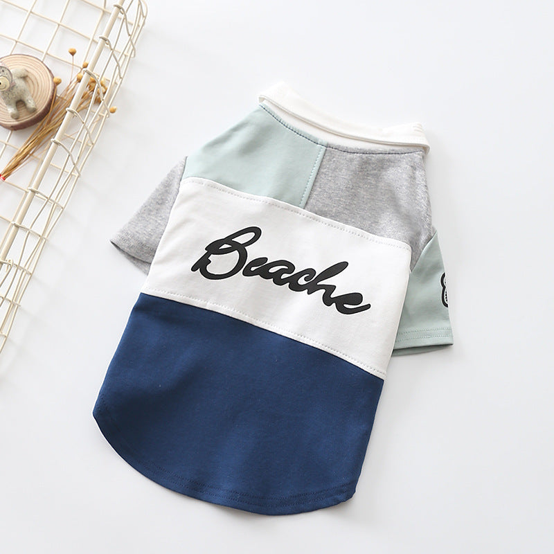 HKM-097555 Casual Two-Legged Dog Polo Shirt in Blue and Red - Soft Cotton Fabric, Various Sizes Available