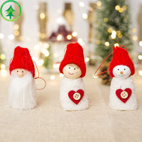 HKM-097555 Creative Wood Doll Pine Cone Pendant Charm - Set of 3 Christmas Decorations