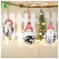 HKM-097555 Creative Wood Doll Pine Cone Pendant Charm - Set of 3 Christmas Decorations