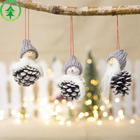HKM-097555 Creative Wood Doll Pine Cone Pendant Charm - Set of 3 Christmas Decorations