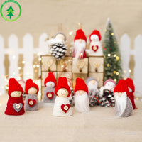 HKM-097555 Creative Wood Doll Pine Cone Pendant Charm - Set of 3 Christmas Decorations