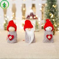HKM-097555 Creative Wood Doll Pine Cone Pendant Charm - Set of 3 Christmas Decorations