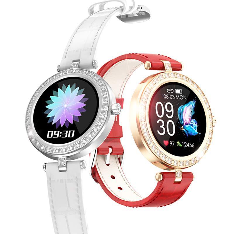 HKM-097619 Waterproof Smart Watch with Heart Rate & Blood Pressure Monitoring, Sleep & Activity Tracking, Genuine Leather Strap