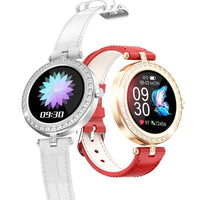 HKM-097619 Waterproof Smart Watch with Heart Rate & Blood Pressure Monitoring, Sleep & Activity Tracking, Genuine Leather Strap